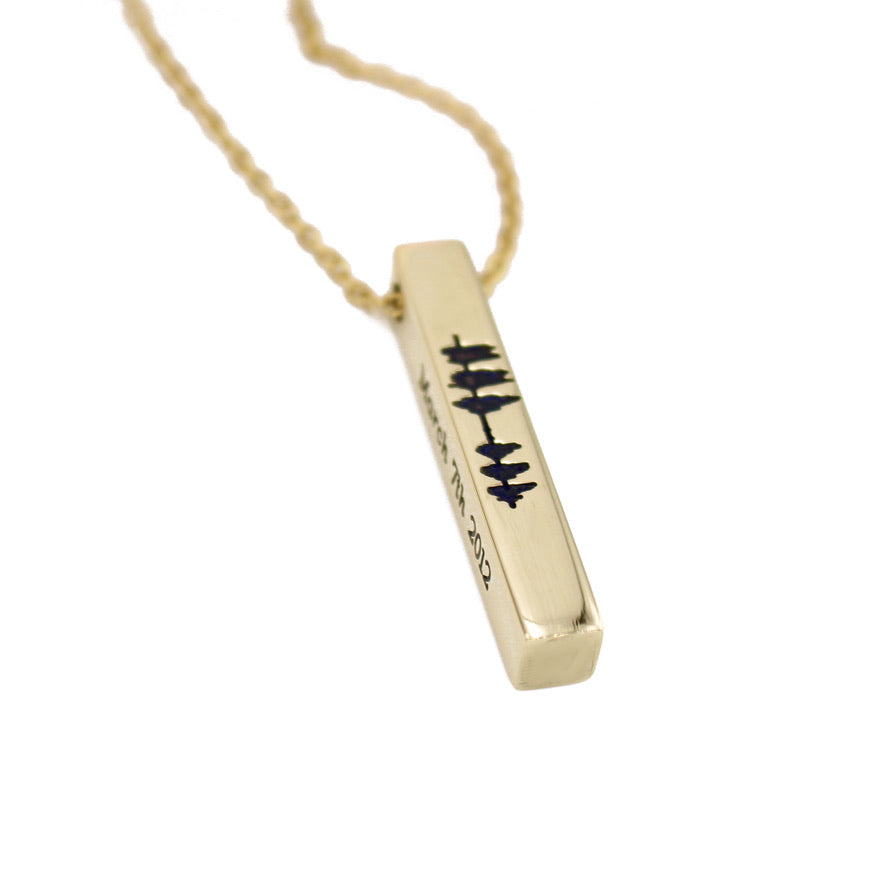 Sound Wave Vertical Bar Necklace - Brass - Love It Personalized