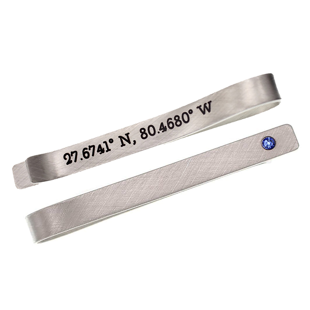 Sterling Silver Tie Bar with Crystal - Love It Personalized