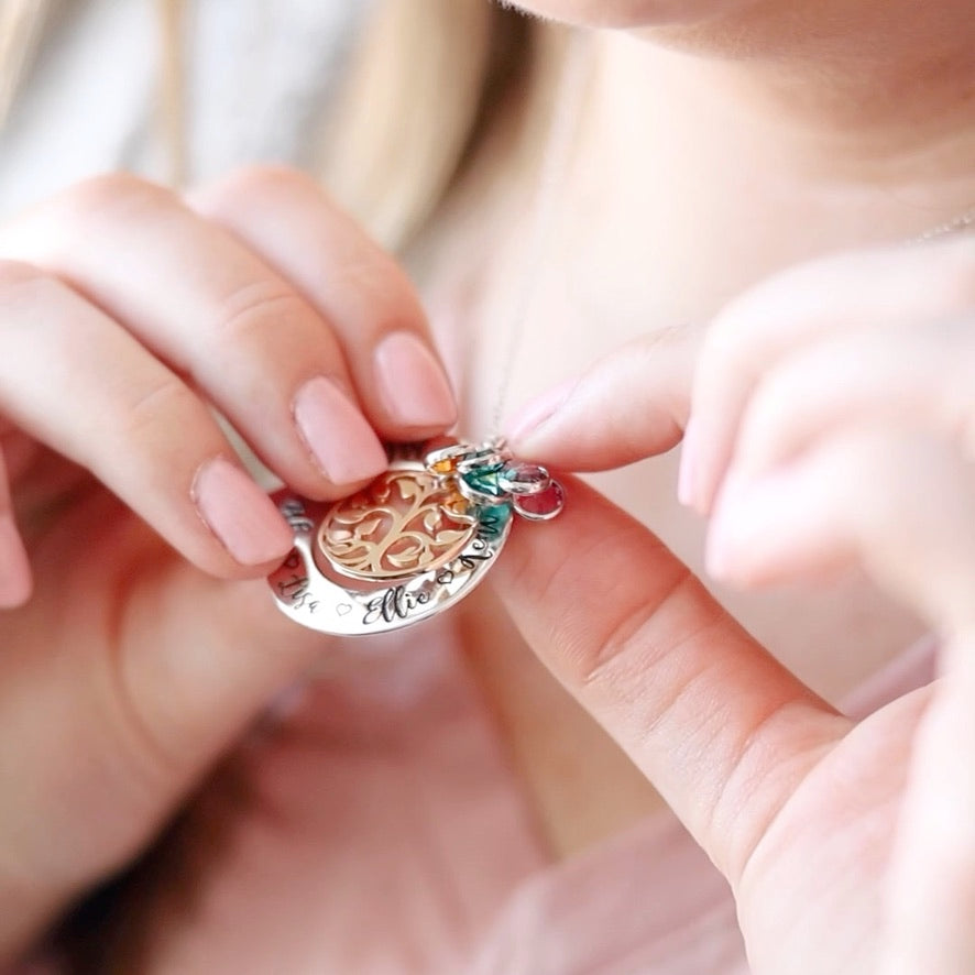 Family Tree Necklace with Birthstones - Love It Personalized