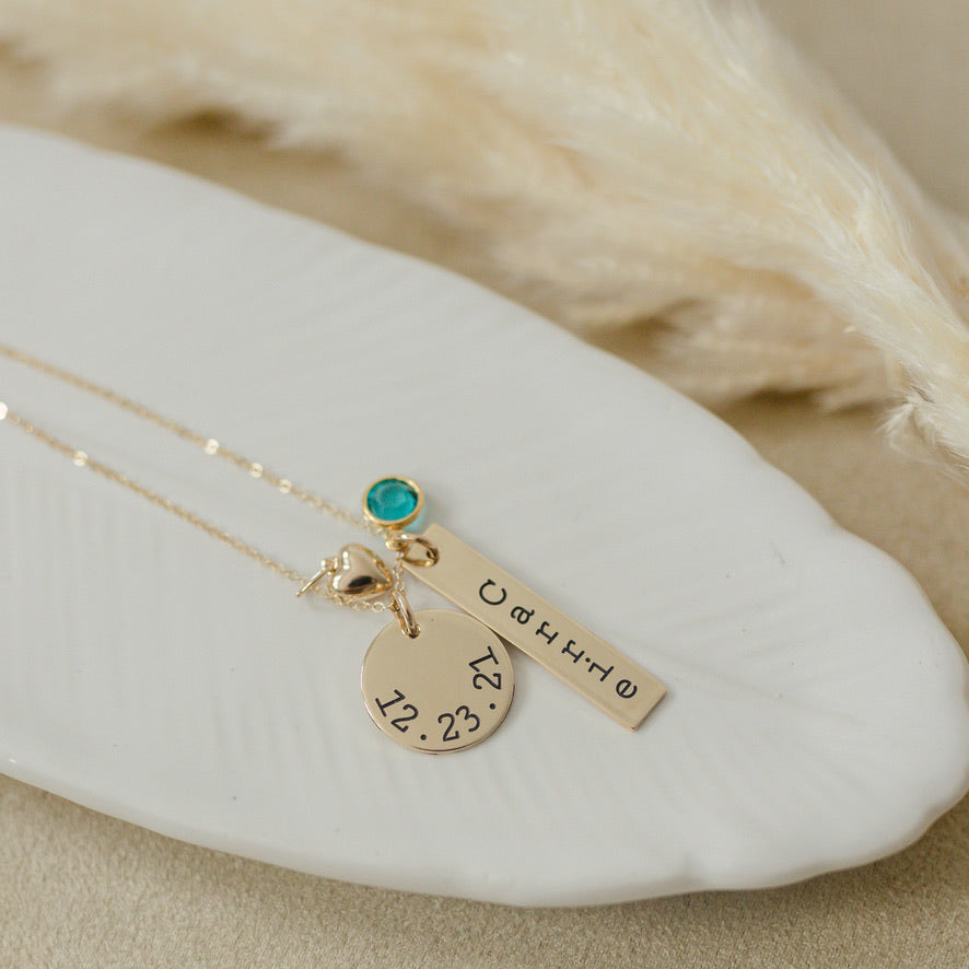 Disc & Tag Personalized Necklace - Gold Filled - Love It Personalized