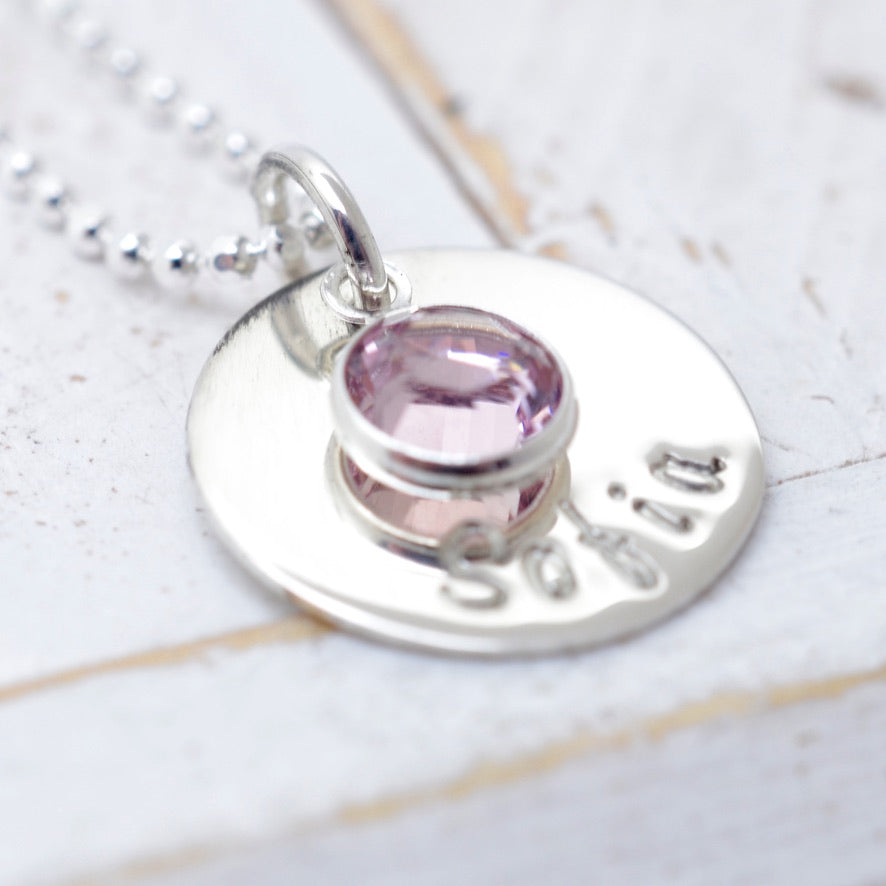Simple Birthstone Necklace - 5/8" - Love It Personalized