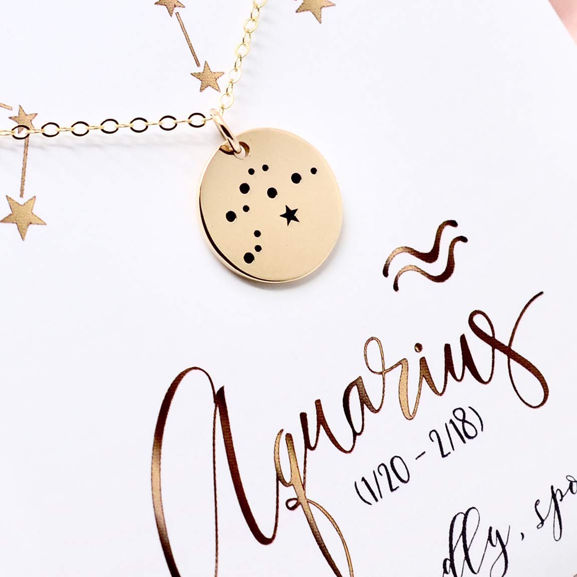 Aquarius Zodiac Sign 14K Gold Filled Constellation Necklace - Love It Personalized
