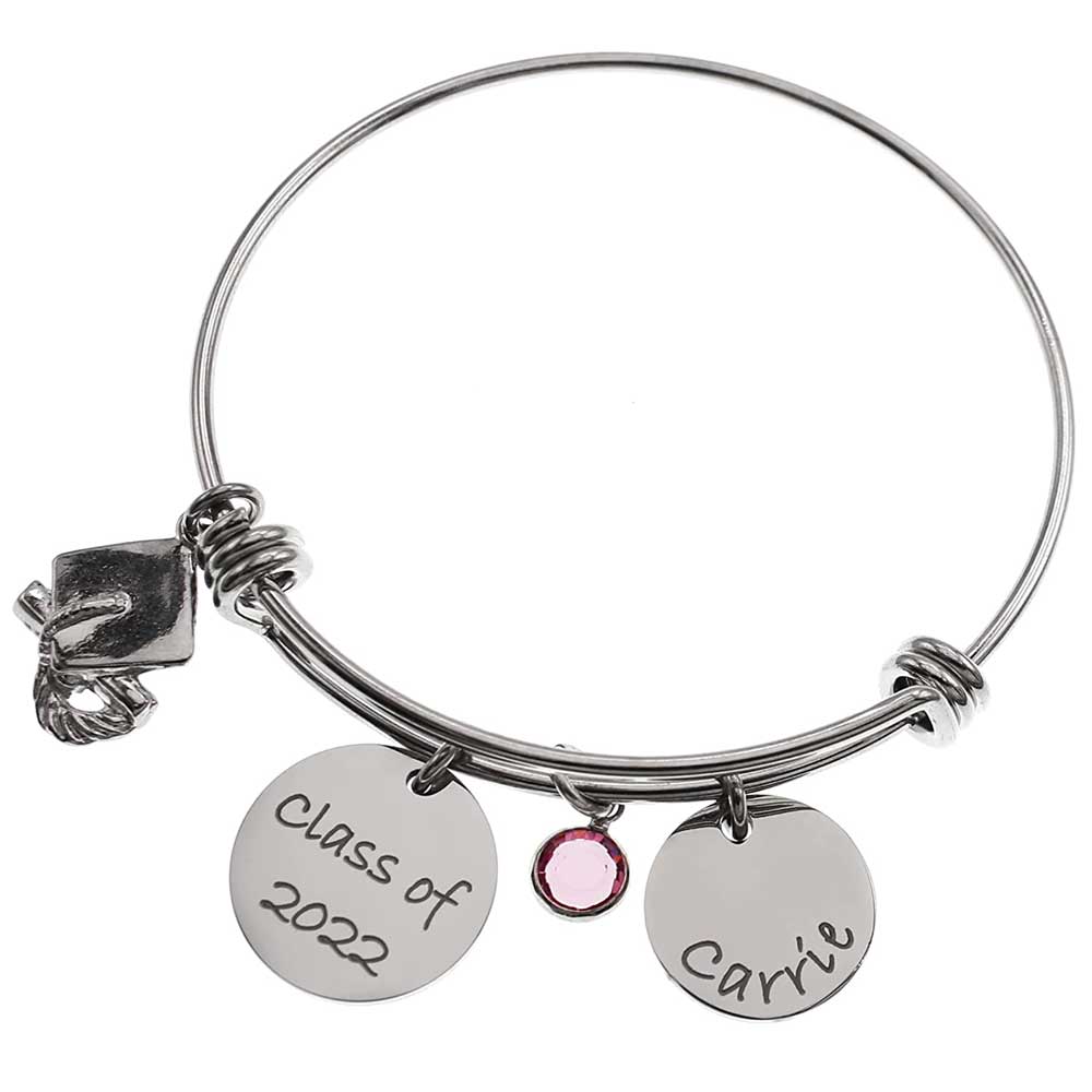 Personalized Rose Gold Custom Family names winding Heart Charm Bangle  Bracelet | eBay