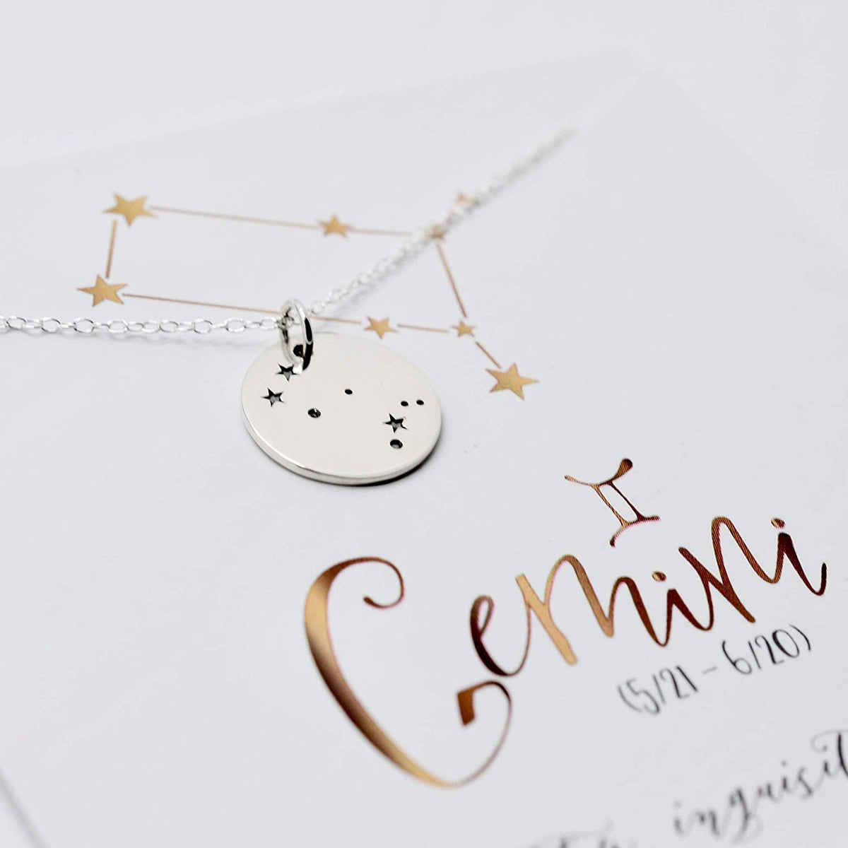 Gemini Zodiac Sign Sterling Silver Constellation Necklace - Love It Personalized