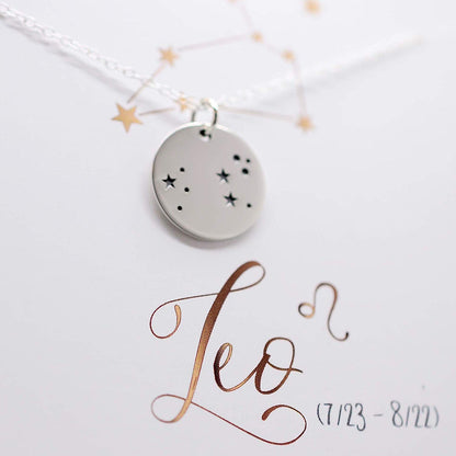 Leo Zodiac Sign Sterling Silver Constellation Necklace - Love It Personalized