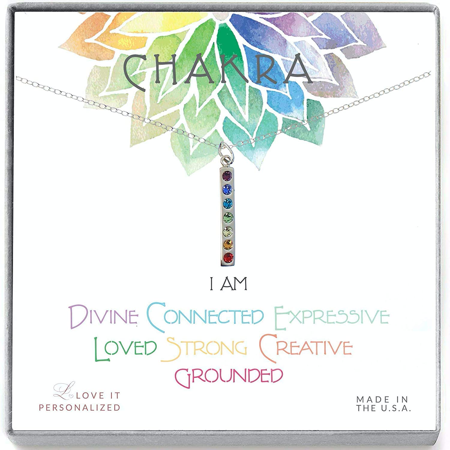Chakra Rainbow Necklace with Crystals - Love It Personalized