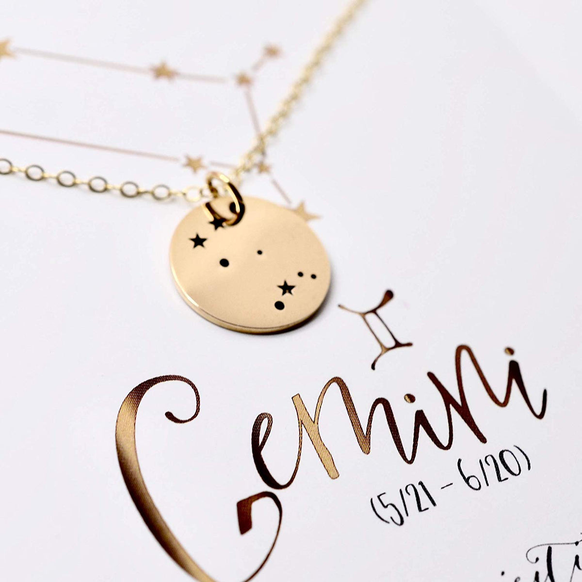 Gemini Zodiac Sign 14K Gold Filled Constellation Necklace - Love It Personalized
