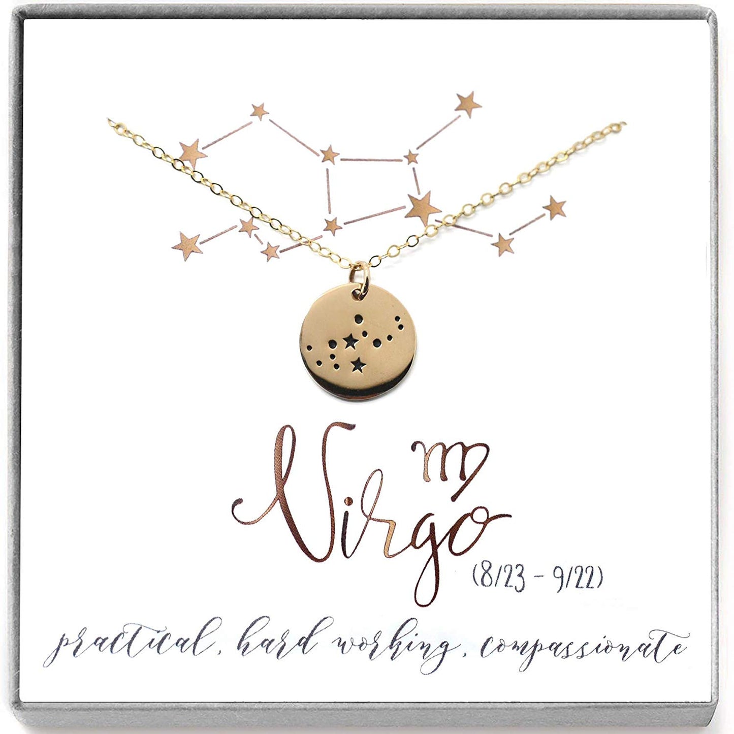 Virgo Zodiac Sign 14K Gold Filled Constellation Necklace - Love It Personalized