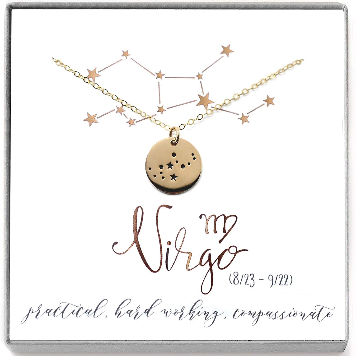 Virgo Zodiac Sign 14K Gold Filled Constellation Necklace - Love It Personalized