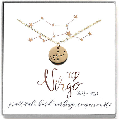Virgo Zodiac Sign 14K Gold Filled Constellation Necklace - Love It Personalized