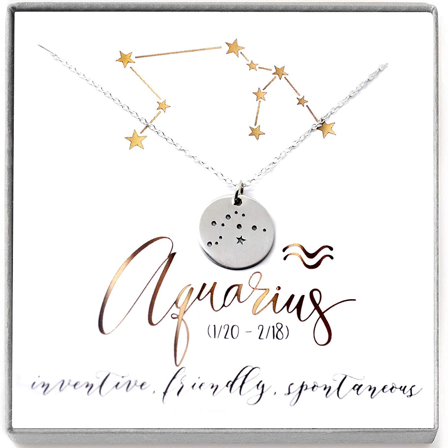Aquarius Zodiac Sign Sterling Silver Constellation Necklace - Love It Personalized
