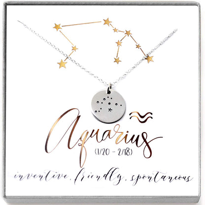 Aquarius Zodiac Sign Sterling Silver Constellation Necklace - Love It Personalized