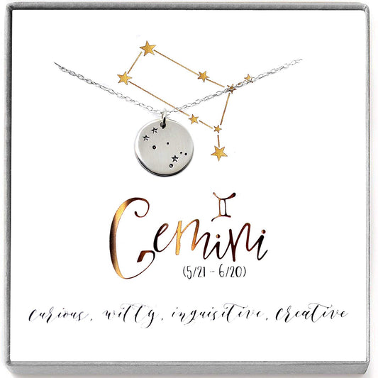 Gemini Zodiac Sign Sterling Silver Constellation Necklace - Love It Personalized