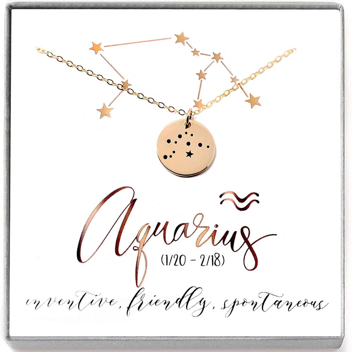 Aquarius Zodiac Sign 14K Gold Filled Constellation Necklace - Love It Personalized