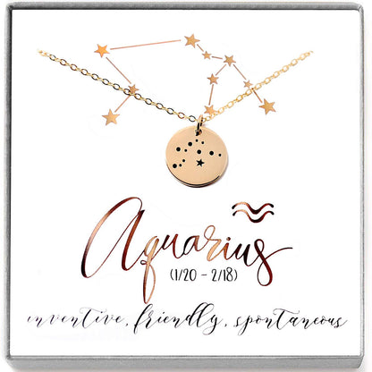 Aquarius Zodiac Sign 14K Gold Filled Constellation Necklace - Love It Personalized
