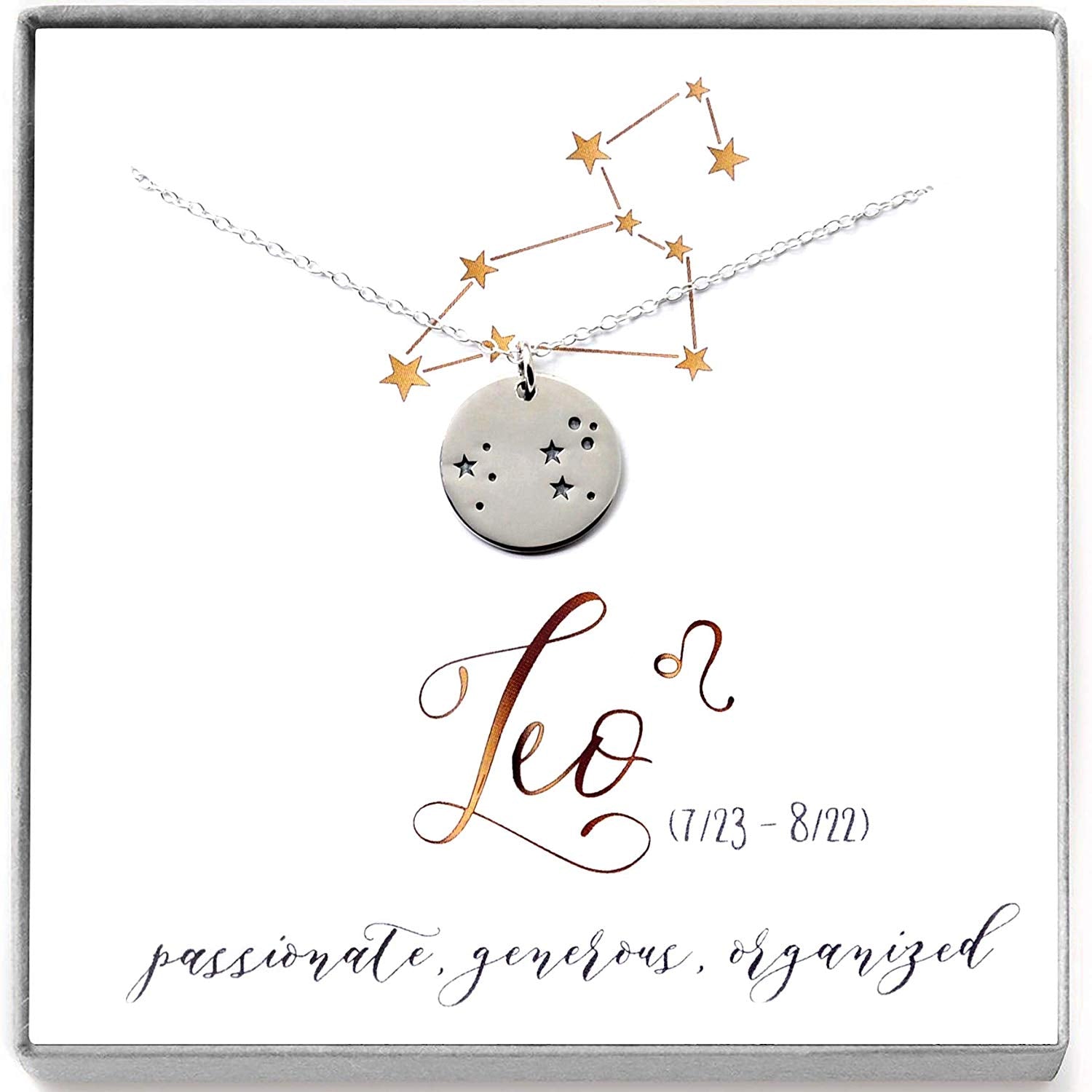 Leo Zodiac Sign Sterling Silver Constellation Necklace - Love It Personalized