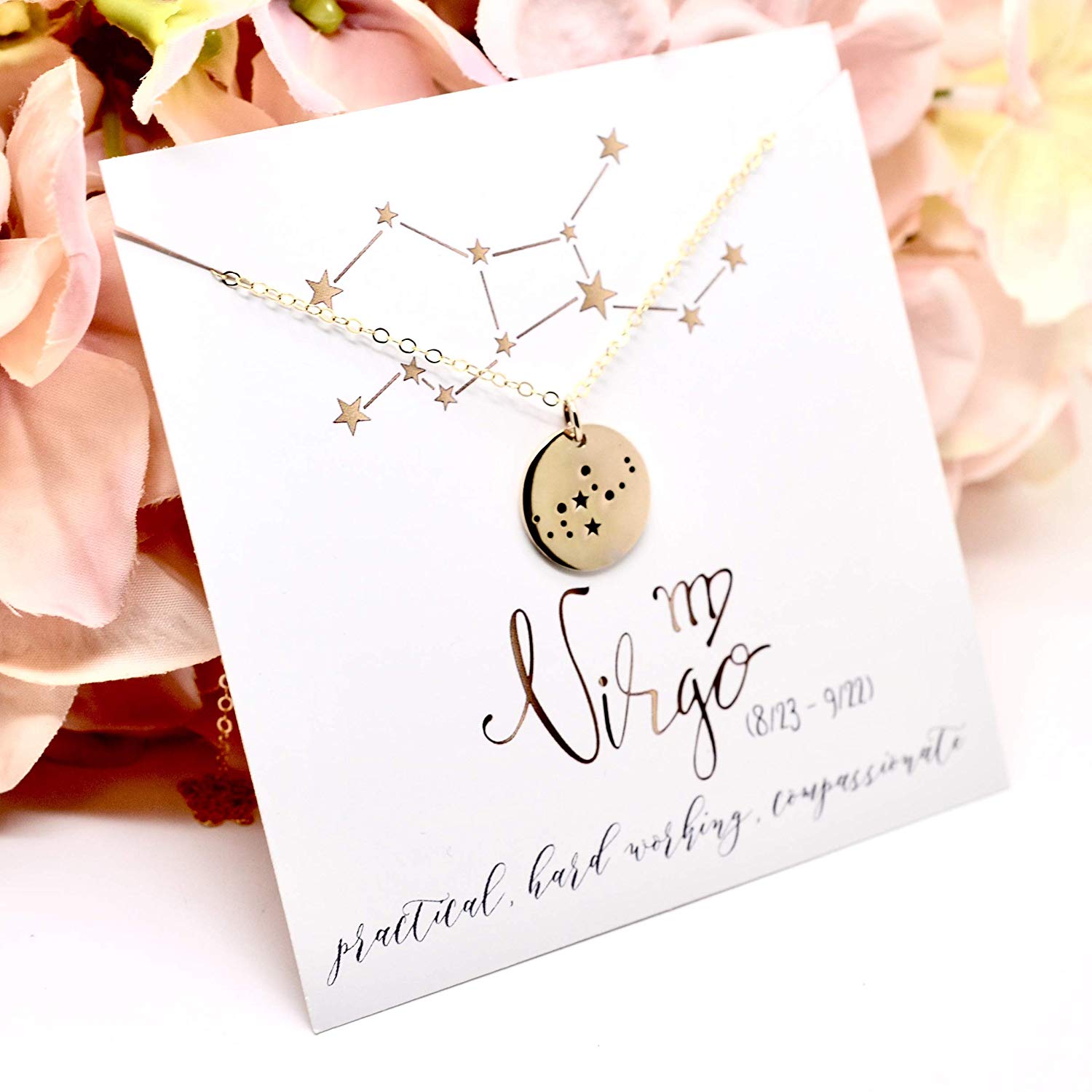 Virgo Zodiac Sign 14K Gold Filled Constellation Necklace - Love It Personalized