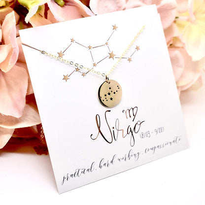 Virgo Zodiac Sign 14K Gold Filled Constellation Necklace - Love It Personalized