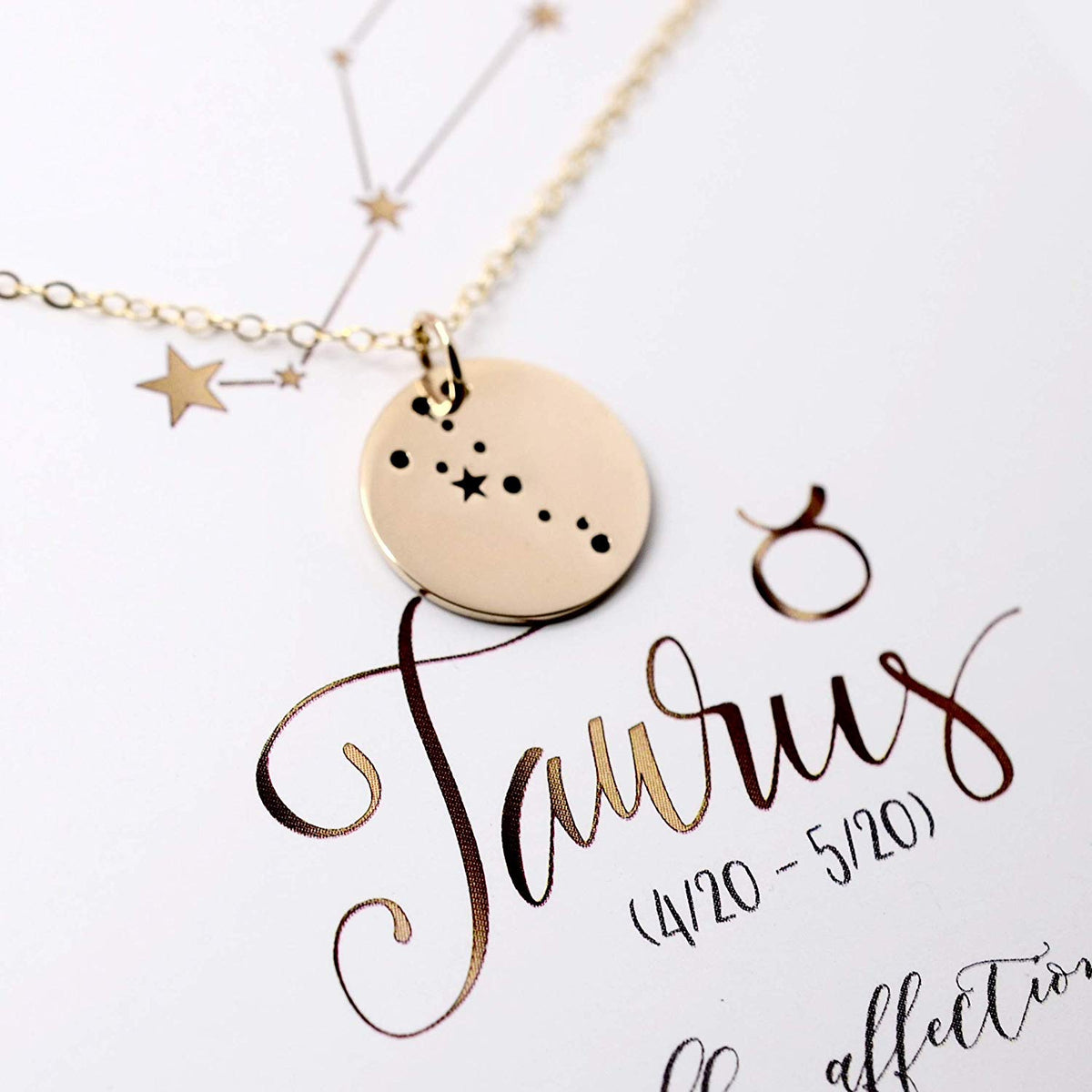 Taurus Zodiac Sign 14K Gold Filled Constellation Necklace - Love It Personalized