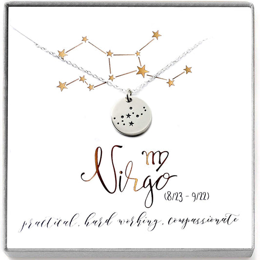 Virgo Zodiac Sign Sterling Silver Constellation Necklace - Love It Personalized