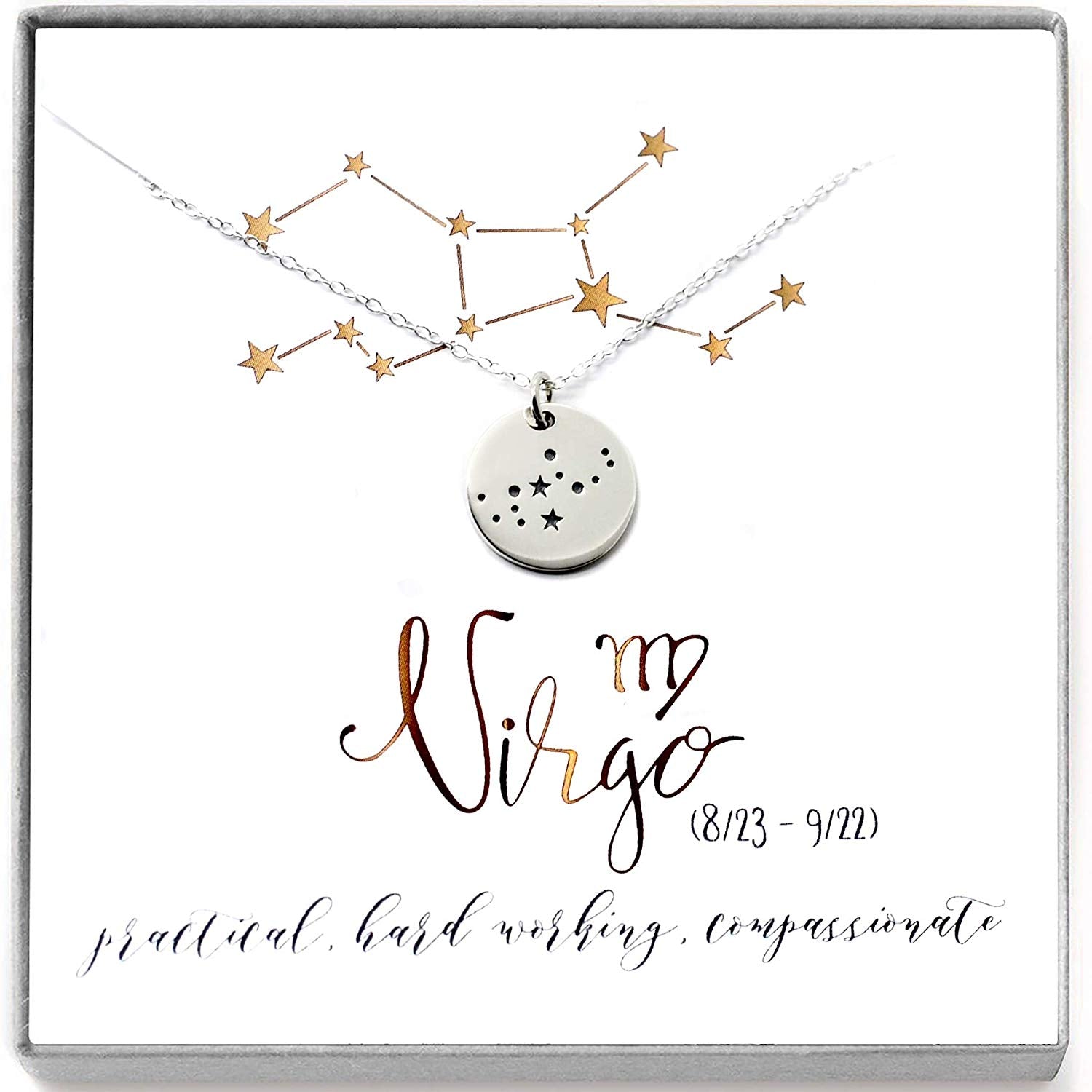 Virgo Zodiac Sign Sterling Silver Constellation Necklace - Love It Personalized