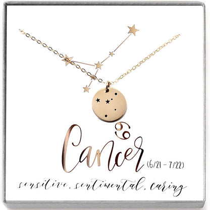 Cancer Zodiac Sign 14K Gold Filled Constellation Necklace - Love It Personalized