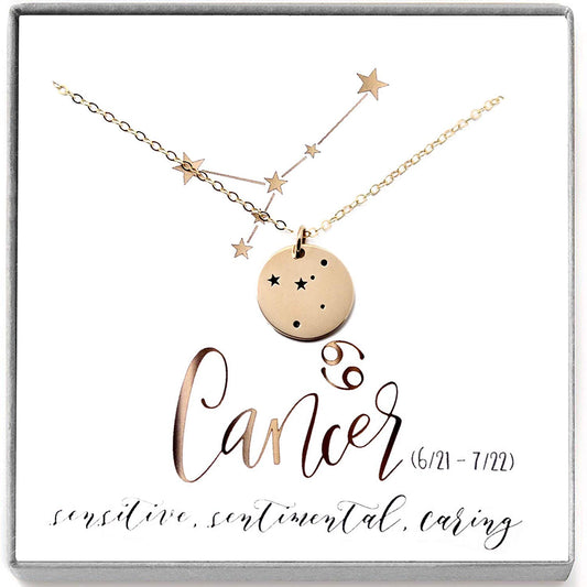Cancer Zodiac Sign 14K Gold Filled Constellation Necklace - Love It Personalized
