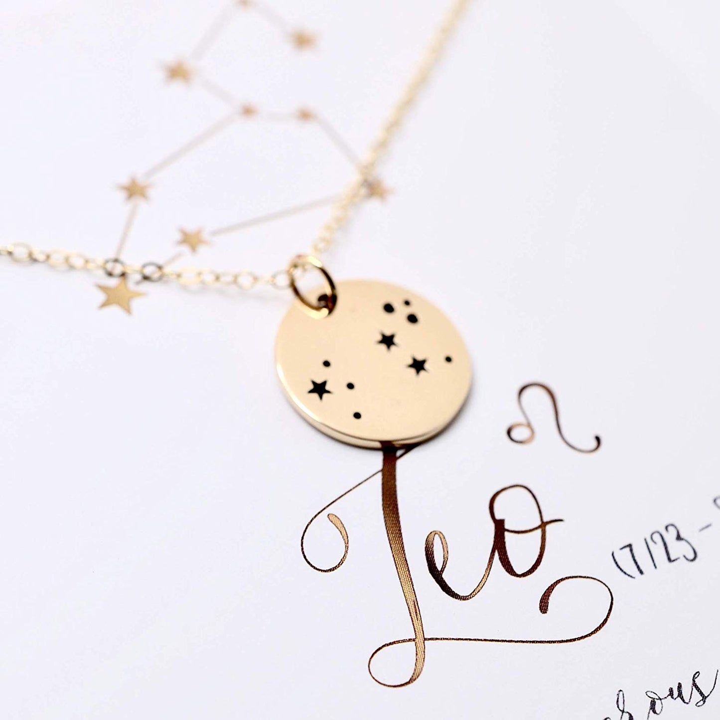Leo Zodiac Sign 14K Gold Filled Constellation Necklace - Love It Personalized