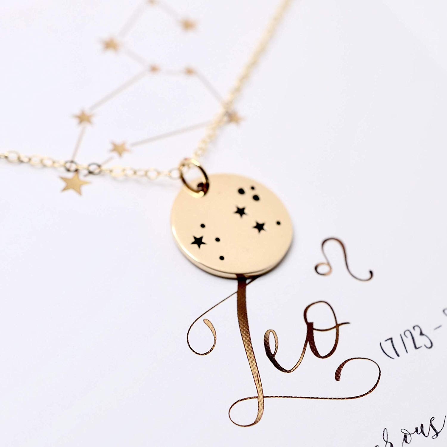 Leo Zodiac Sign 14K Gold Filled Constellation Necklace - Love It Personalized