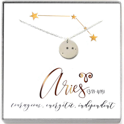 Aries Zodiac Sign Sterling Silver Constellation Necklace - Love It Personalized