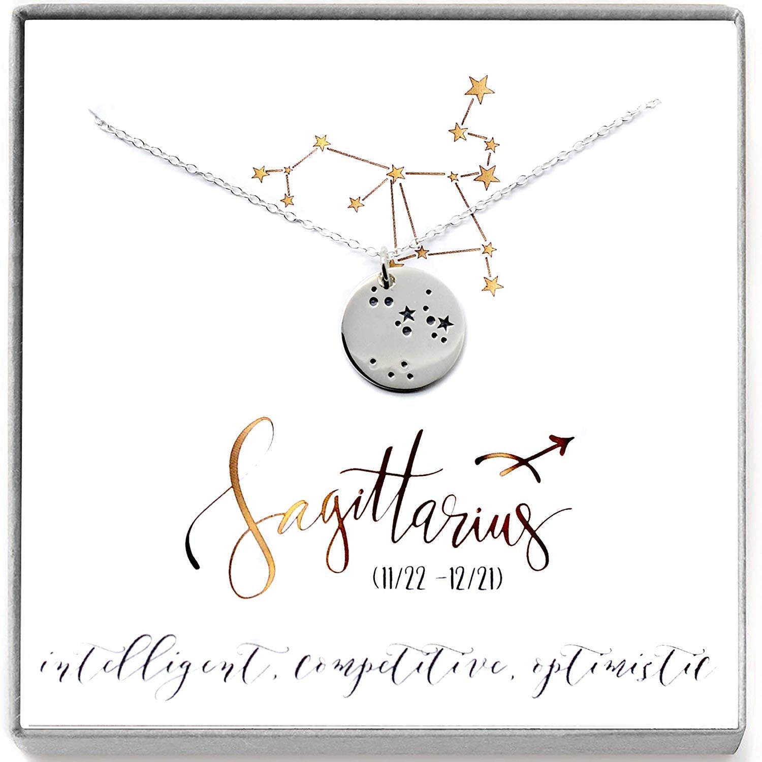 Sagittarius Zodiac Sign Sterling Silver Constellation Necklace - Love It Personalized