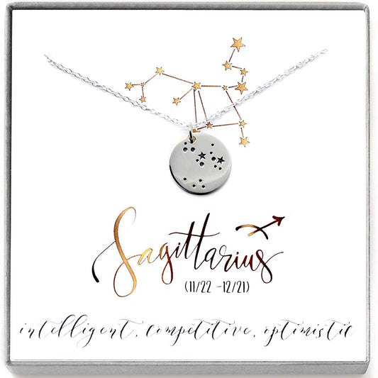 Sagittarius Zodiac Sign Sterling Silver Constellation Necklace - Love It Personalized