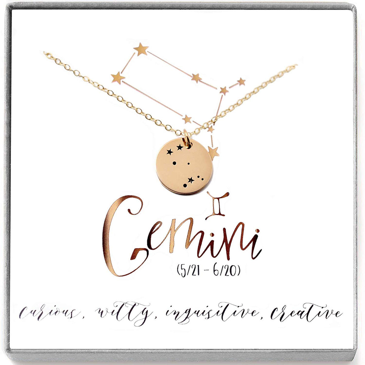 Gemini Zodiac Sign 14K Gold Filled Constellation Necklace - Love It Personalized