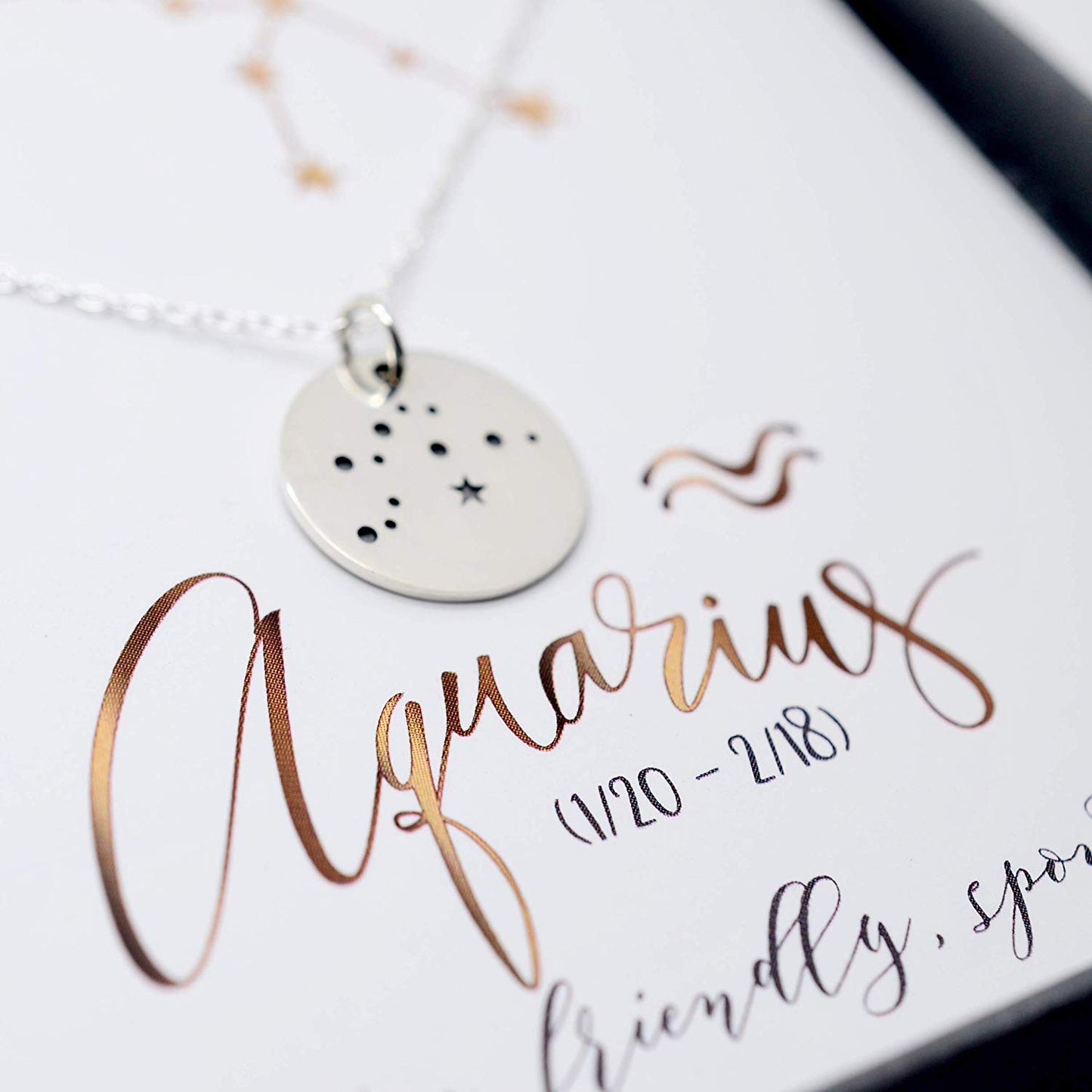Aquarius Zodiac Sign Sterling Silver Constellation Necklace - Love It Personalized