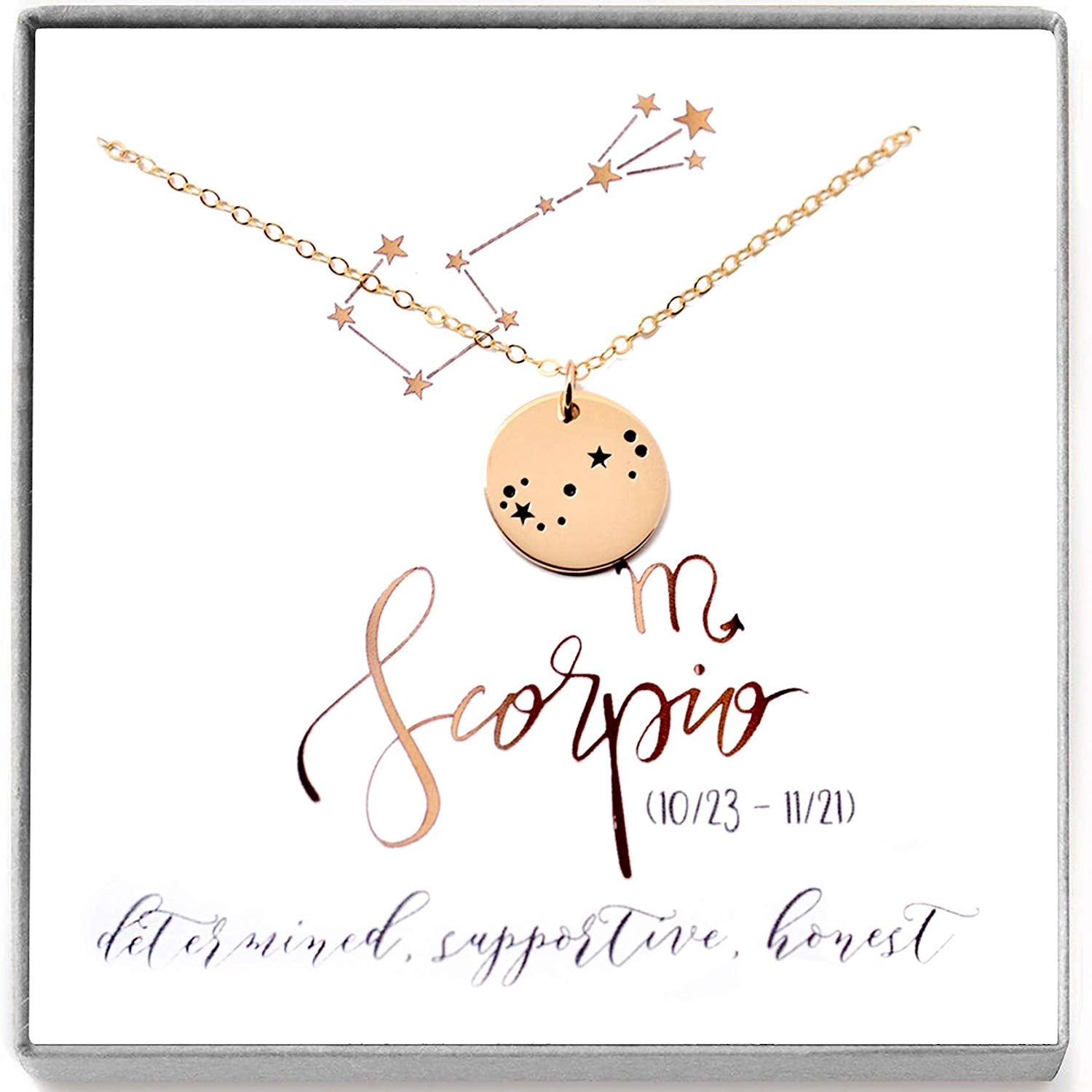 Scorpio Zodiac Sign 14K Gold Filled Constellation Necklace - Love It Personalized