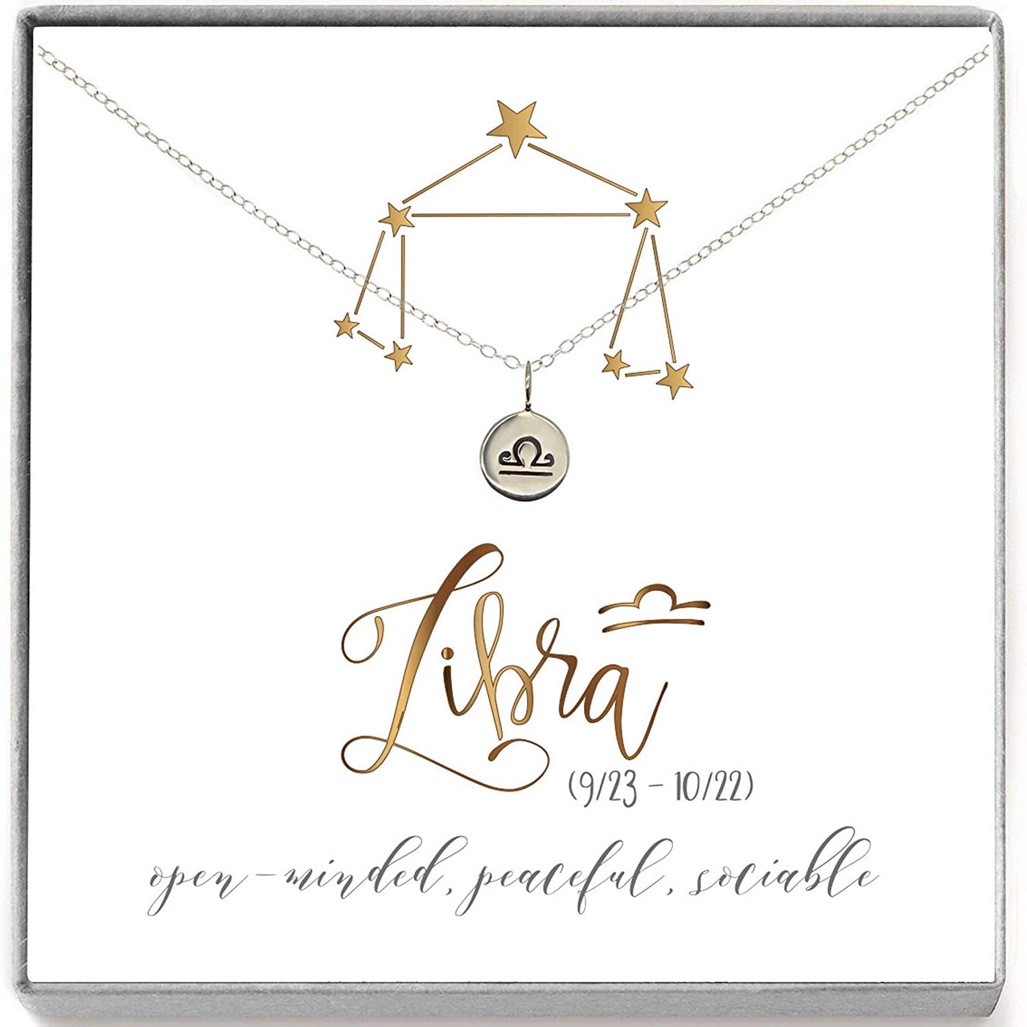 Libra Zodiac Sign Horoscope Necklace Sterling Silver - Love It Personalized