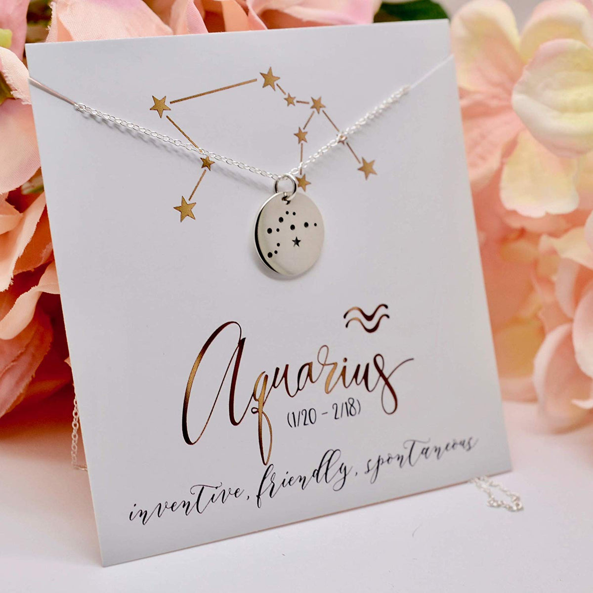 Aquarius Zodiac Sign Sterling Silver Constellation Necklace - Love It Personalized
