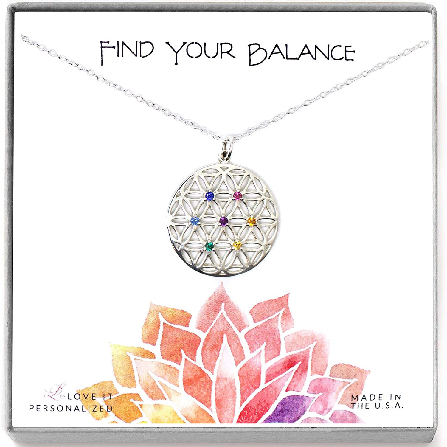Chakra Crystals Flower of Life Necklace - Love It Personalized