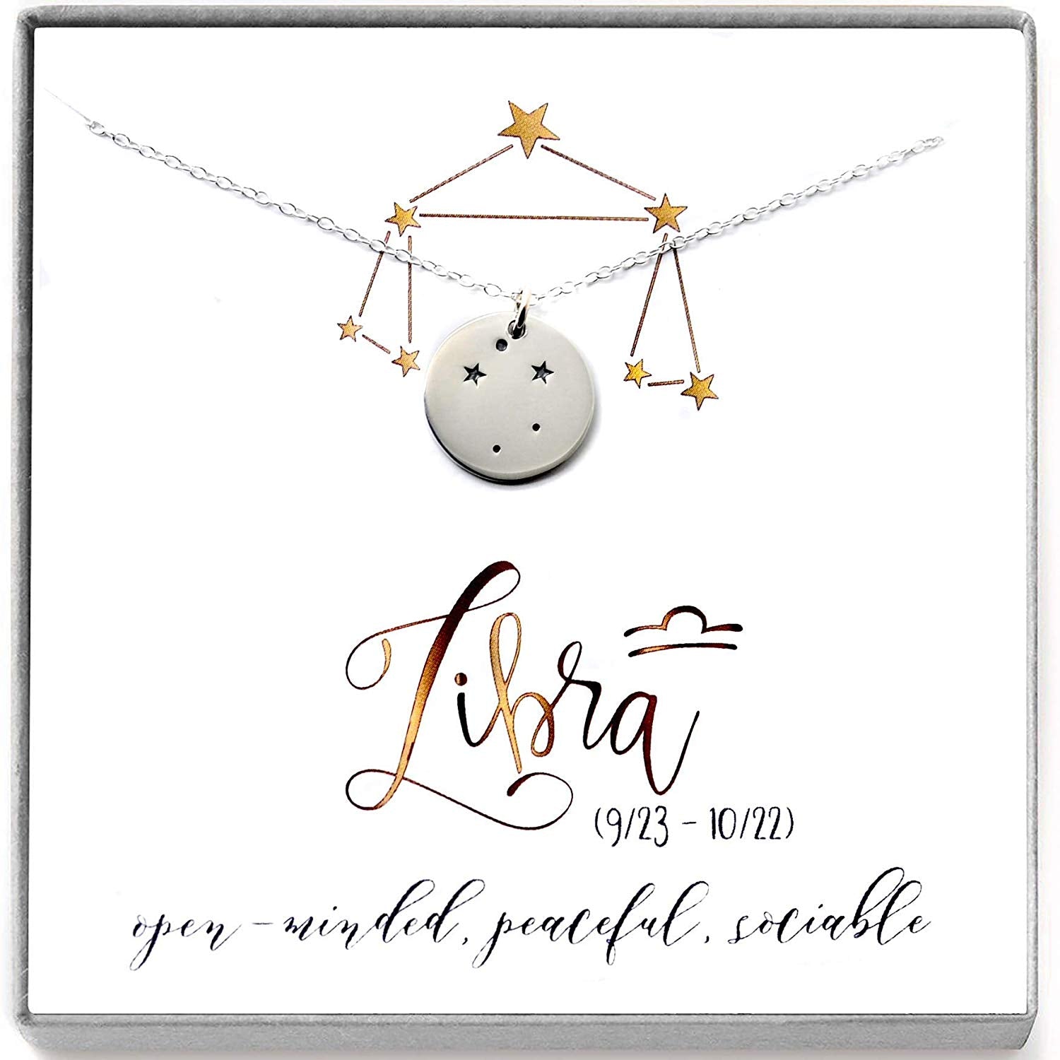 Libra Zodiac Sign Sterling Silver Constellation Necklace - Love It Personalized