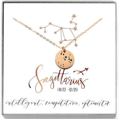 Sagittarius Zodiac Sign 14K Gold Filled Astrology Necklace - Love It Personalized