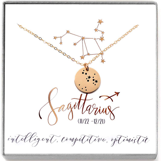 Sagittarius Zodiac Sign 14K Gold Filled Astrology Necklace - Love It Personalized