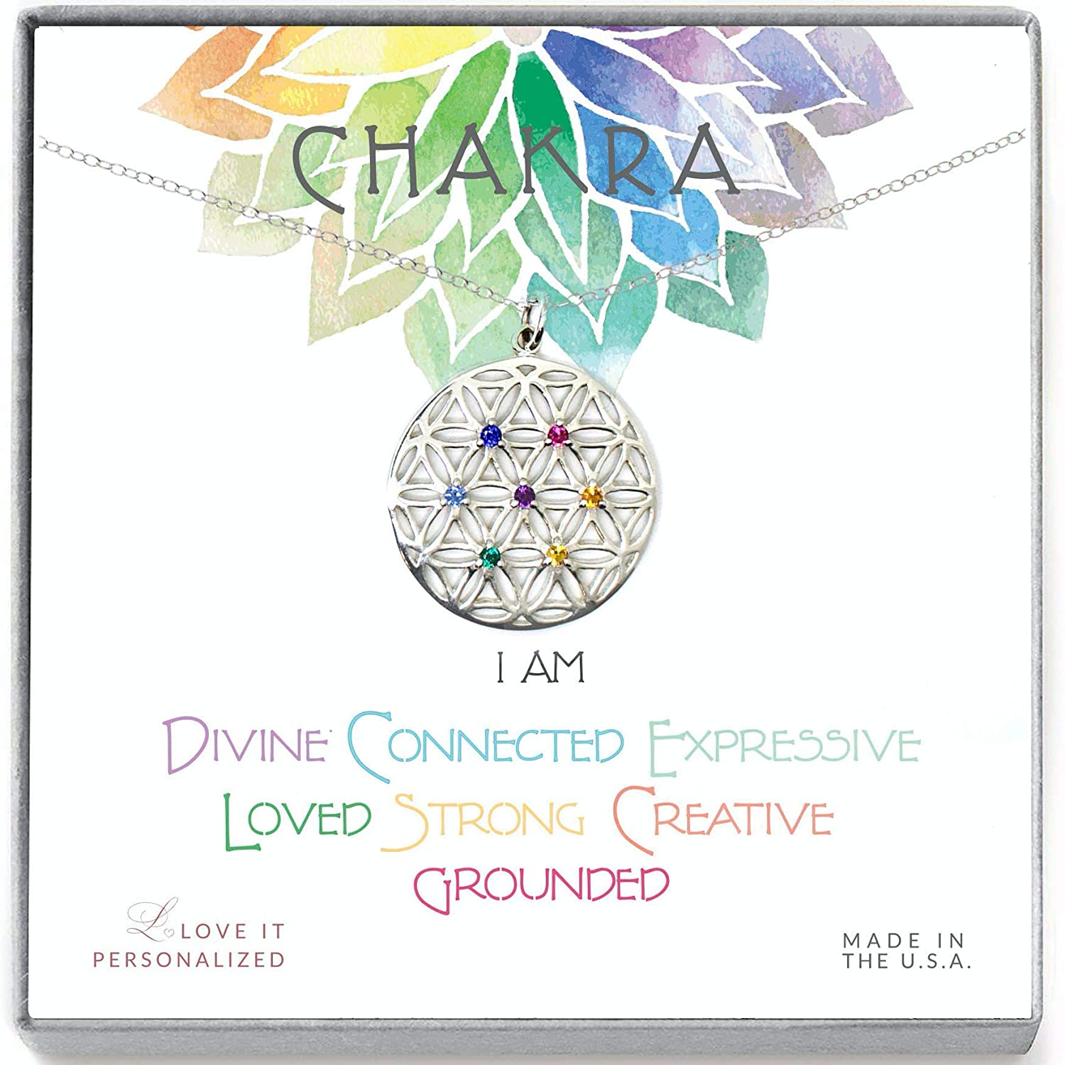 Chakra Crystals Flower of Life Necklace - Love It Personalized