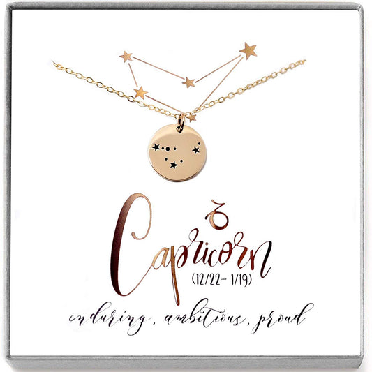Capricorn Zodiac Sign 14K Gold Filled Constellation Necklace - Love It Personalized