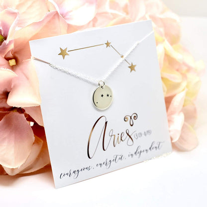 Aries Zodiac Sign Sterling Silver Constellation Necklace - Love It Personalized