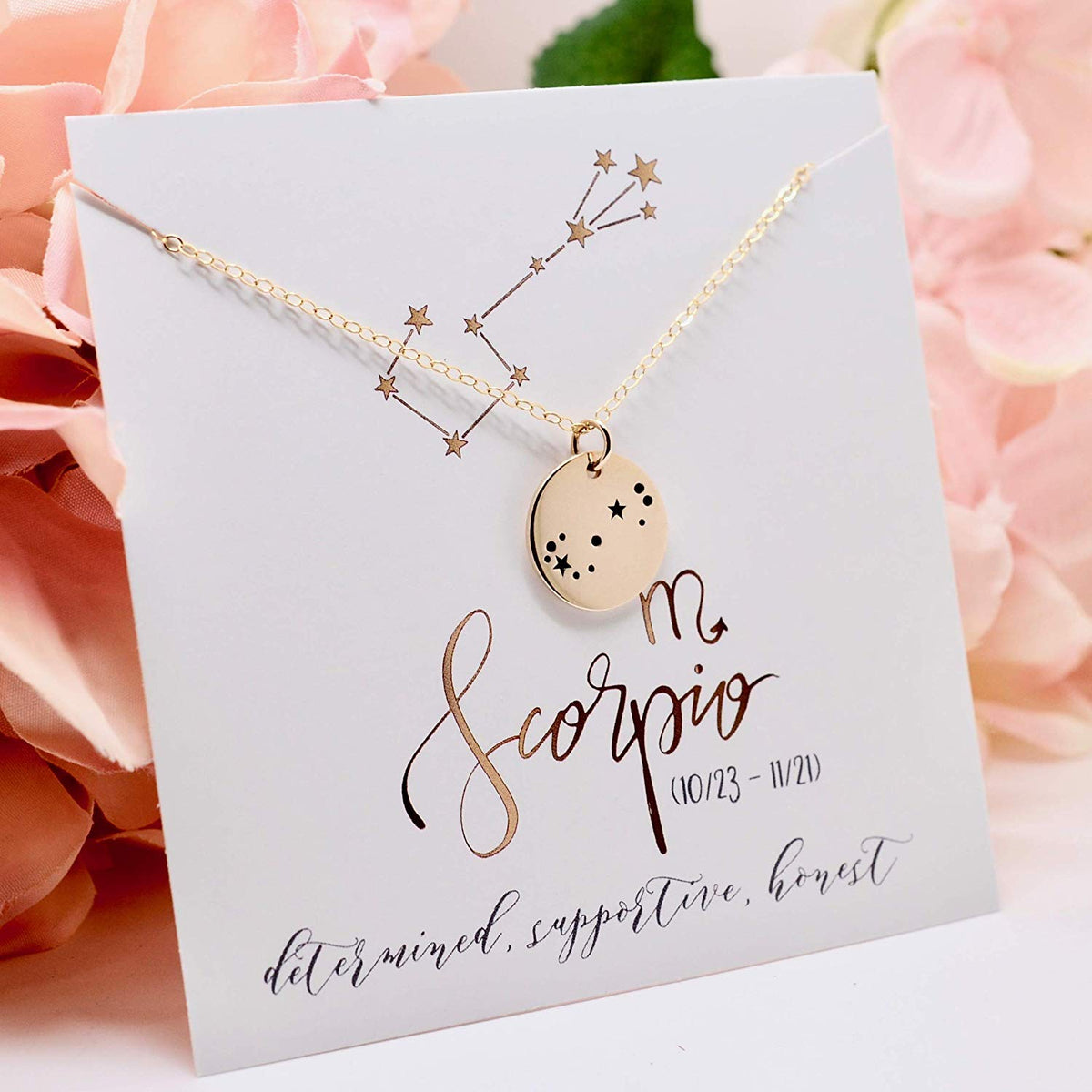 Scorpio Zodiac Sign 14K Gold Filled Constellation Necklace - Love It Personalized