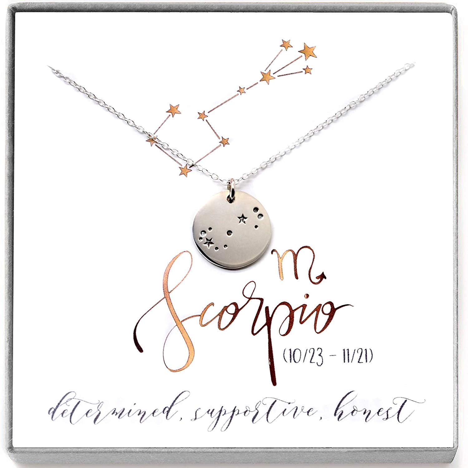Scorpio Zodiac Sign Sterling Silver Constellation Necklace - Love It Personalized