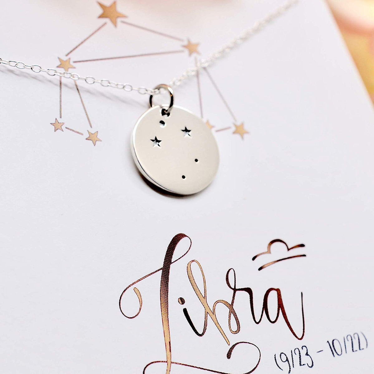 Libra Zodiac Sign Sterling Silver Constellation Necklace - Love It Personalized
