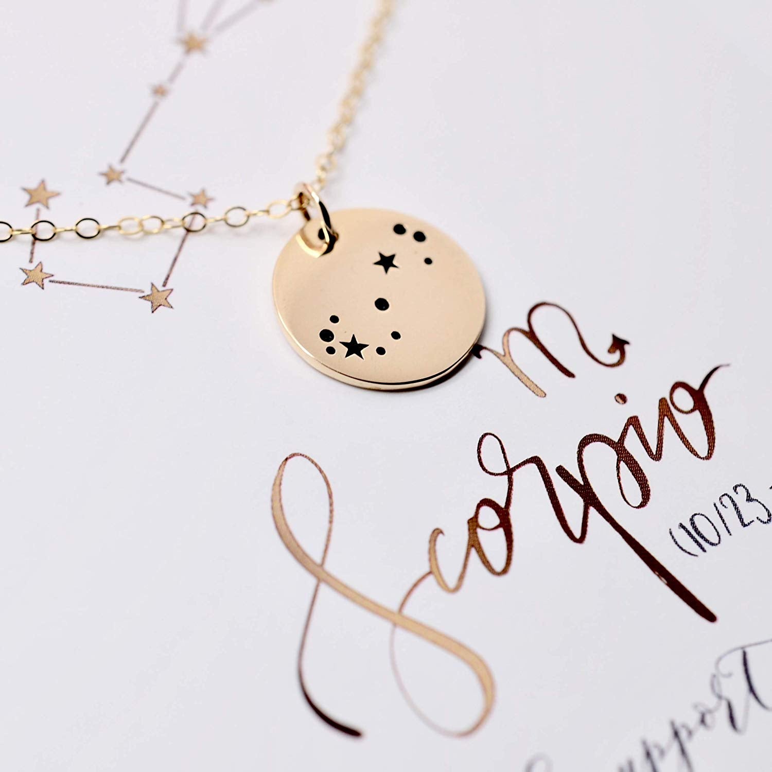 Scorpio Zodiac Sign 14K Gold Filled Constellation Necklace - Love It Personalized
