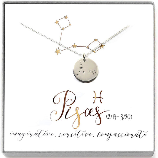 Pisces Zodiac Sign Sterling Silver Constellation Necklace - Love It Personalized
