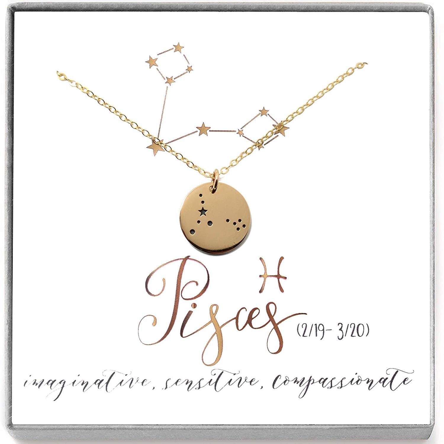 14k Gold and Diamond Pisces Medallion Necklace